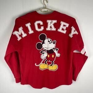 Disney Spirit Jersey Adult Large Red Mickey Mouse Graphic Long Sleeve Spell Out